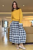 Roberta Plaid Brushed Cotton Balloon Hem Skirt Shadow
